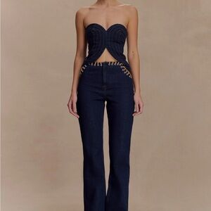 NWT - Meshki - Meryl
Lace Up Denim Jean - Indigo Blue